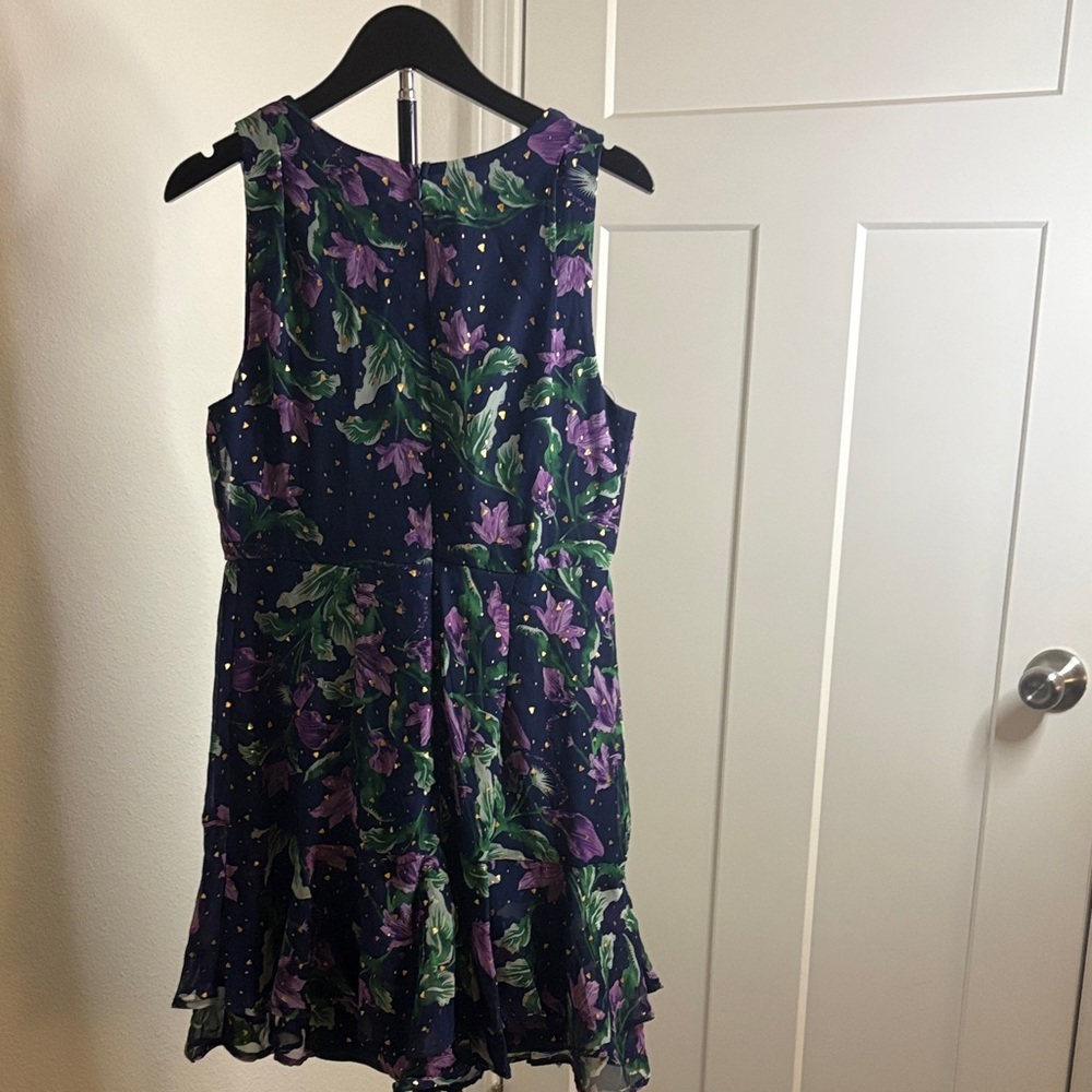 She + Sky Floral Sleeveless Fit & Flare Dress Mini Ruffle Hem NWT - Picture 2 of 6
